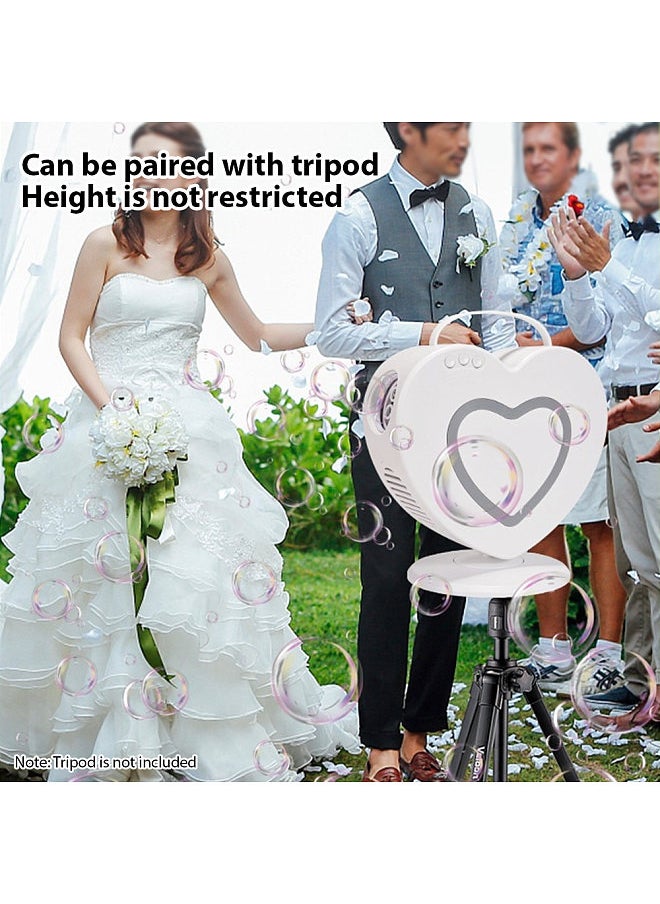 Electric Bubble Machine for Outdoor Wedding Party Interactive Heart Shape Rechargeable Battery Bubble Maker Multi-hole Remote Control Charging Automatic Rotating Bubble Machine