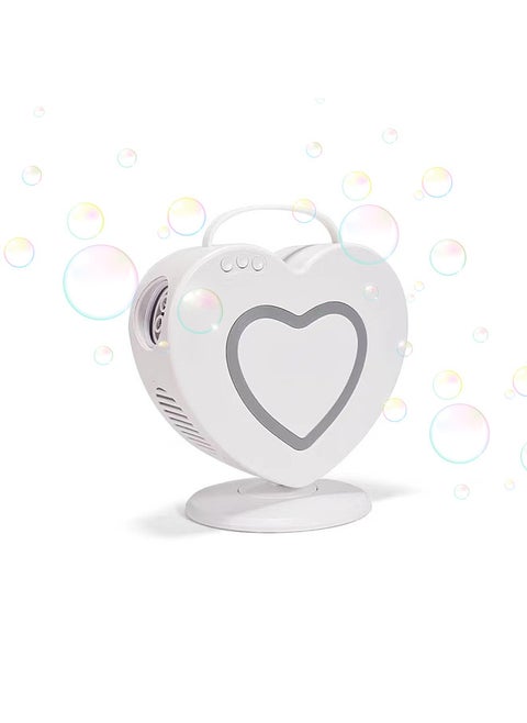 Electric Bubble Machine for Outdoor Wedding Party Interactive Heart Shape Rechargeable Battery Bubble Maker Multi-hole Remote Control Charging Automatic Rotating Bubble Machine