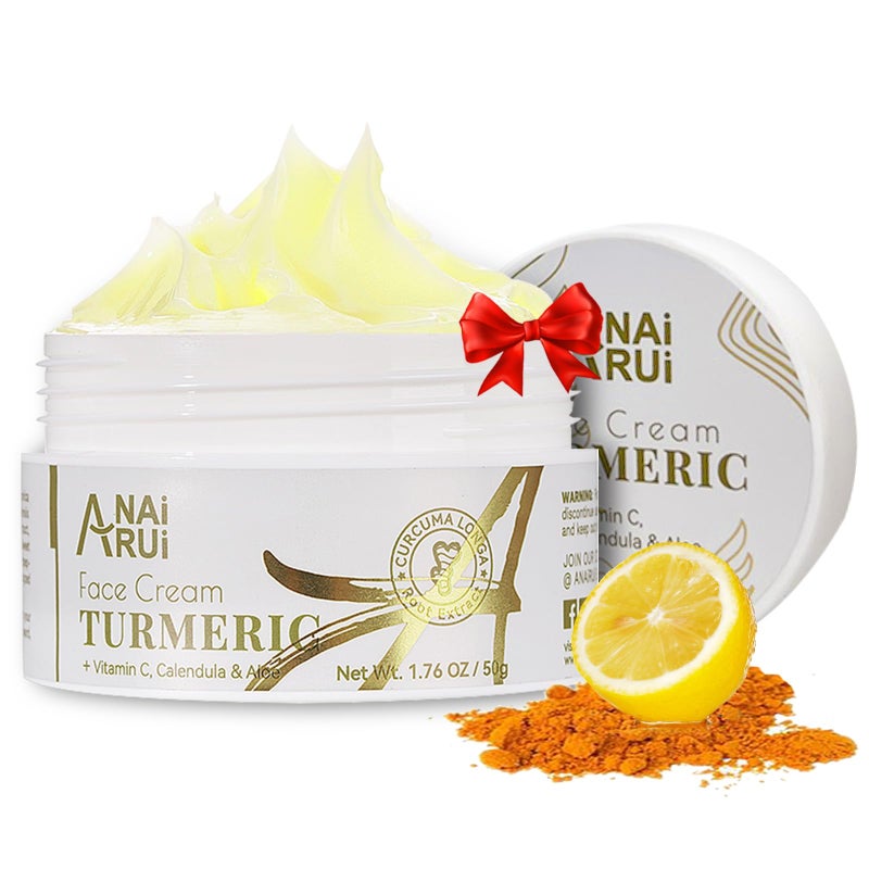 ANAI RUI Facial Moisturuzier, Turmeric Face Cream with Vitamin C for Hydrating, Firming, Tightening Skin, Turmeric Vitamin C Cream for Dark Spots, Dry Skin, 1.76 OZ - Image 1