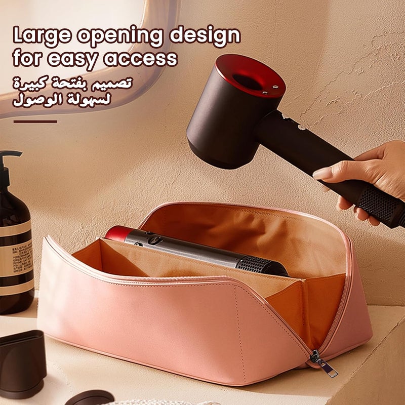 nafas Portable Travel Bag for Dyson Airwrap,Pink PU Leather Waterproof Dustproof Shockproof Durable,Travel Case for Dyson with Soft Lining,Hair Tools Travel Bag for Travel Storage Protection Organizer - Image 4