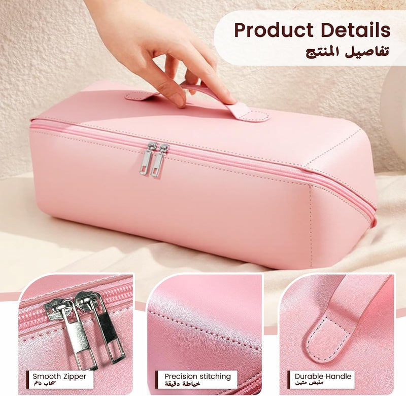 nafas Portable Travel Bag for Dyson Airwrap,Pink PU Leather Waterproof Dustproof Shockproof Durable,Travel Case for Dyson with Soft Lining,Hair Tools Travel Bag for Travel Storage Protection Organizer - Image 3
