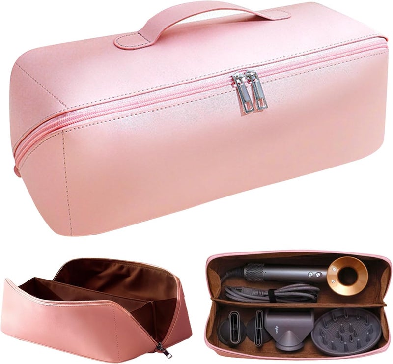 nafas Portable Travel Bag for Dyson Airwrap,Pink PU Leather Waterproof Dustproof Shockproof Durable,Travel Case for Dyson with Soft Lining,Hair Tools Travel Bag for Travel Storage Protection Organizer - Image 1