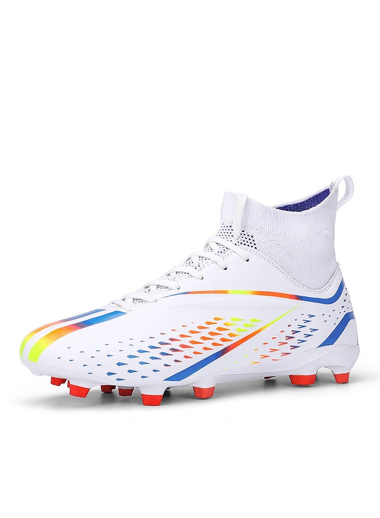 xozgdovg Spike sneakers TF training shoes Football shoes non-slip(Spike bright white)  - Image 1