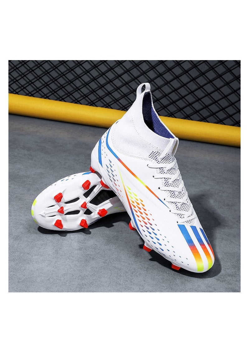 xozgdovg Spike sneakers TF training shoes Football shoes non-slip(Spike bright white)  - Image 2