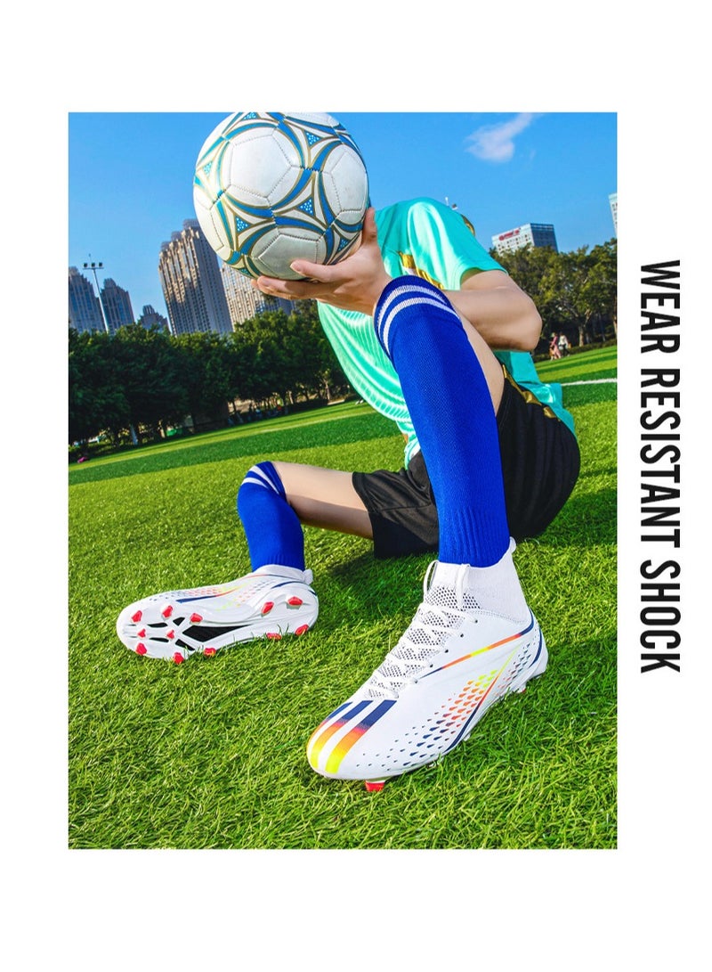 xozgdovg Spike sneakers TF training shoes Football shoes non-slip(Spike bright white)  - Image 3