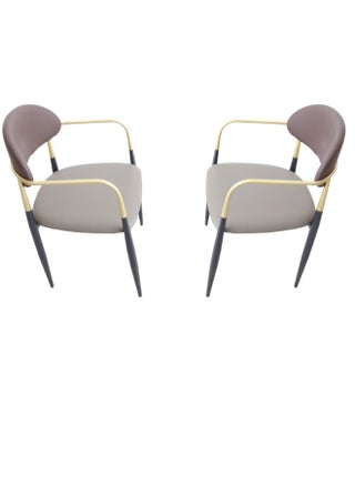 Chair set consists of two leather chairs with comfortable and padded memory foam filling modern for the living room, dining chair, makeup room chair, café chair - pzsku/Z1DA6D8950283F855F8EEZ/45/_/1716736327/9c33ddd4-4d3f-4e94-b8a9-e9c9977842a7