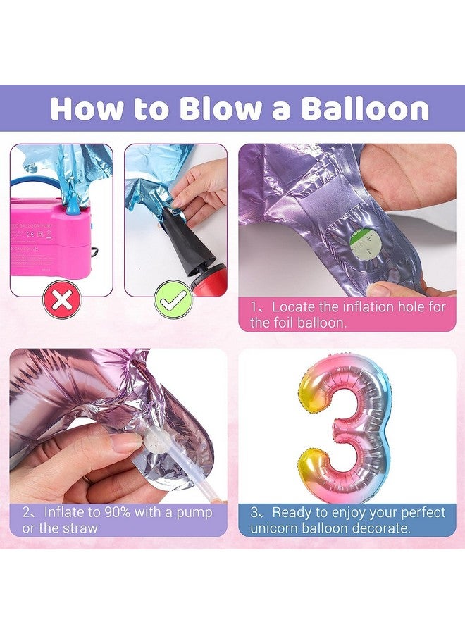 FI - FLICK IN FI - FLICK IN 1 Pc Big Size Number 3 Foil Balloon 32 Inch Large Rainbow Number Foil Balloon Gradient 0 to 9 Number Balloons for Decoration 3rd Birthday Anniversary Decoration Items (Pack of 1, Rainbow)  - Image 3