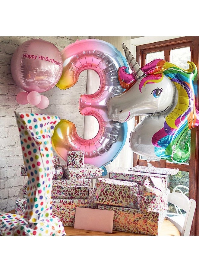 FI - FLICK IN FI - FLICK IN 1 Pc Big Size Number 3 Foil Balloon 32 Inch Large Rainbow Number Foil Balloon Gradient 0 to 9 Number Balloons for Decoration 3rd Birthday Anniversary Decoration Items (Pack of 1, Rainbow)  - Image 5