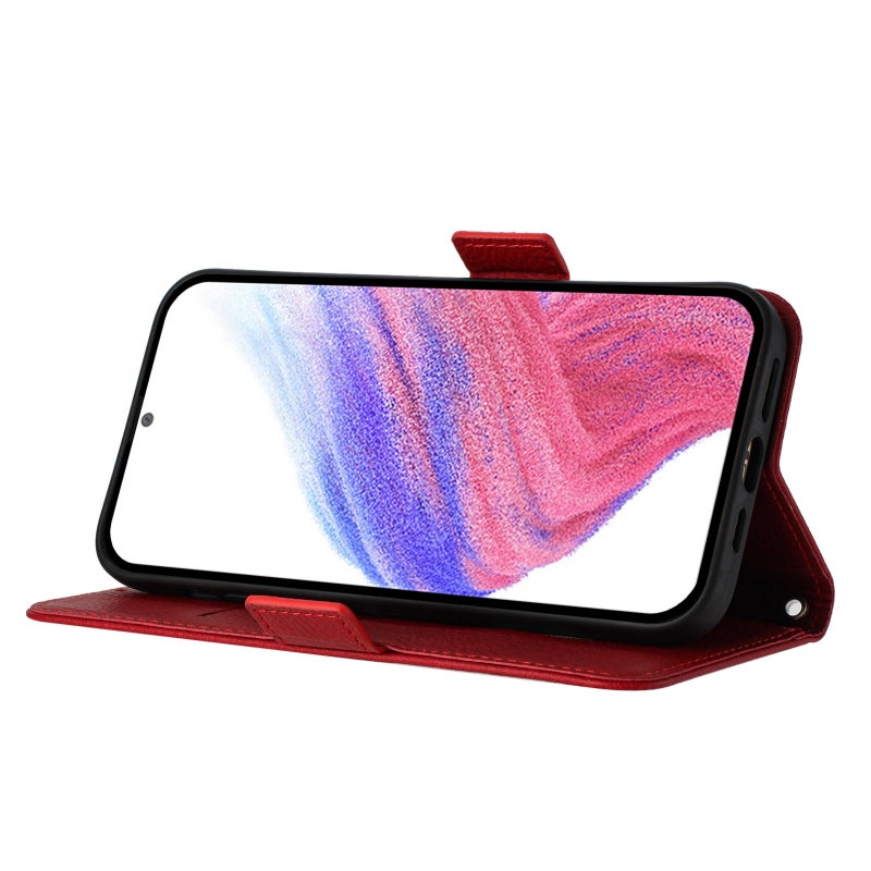 HuHa Case Cover For Motorola Moto G Play 2021 Embossed Rose RFID Anti-theft Leather Phone Case(Red) - Image 3