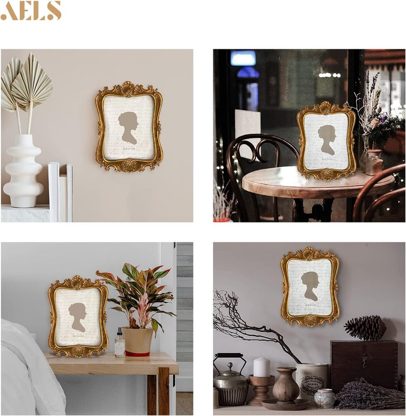 AELS إطار صور كلاسيكي من AELS مقاس 8 × 10 بوصة، إطارات صور أنيقة عتيقة مع واجهة زجاجية، عرض الصور، للطاولة أو التعليق على الحائط، أفكار هدايا، برونزي ذهبي - Image 4