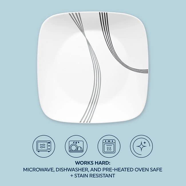 Corelle مجموعة أدوات المائدة كوريل أوربان آرك 16 قطعة، خدمة لـ 4 أشخاص، مجموعة أطباق، 8 أطباق وأوعية، مقاومة للكسر والتشقق، أدوات مائدة بيضاء كوريل - Image 3