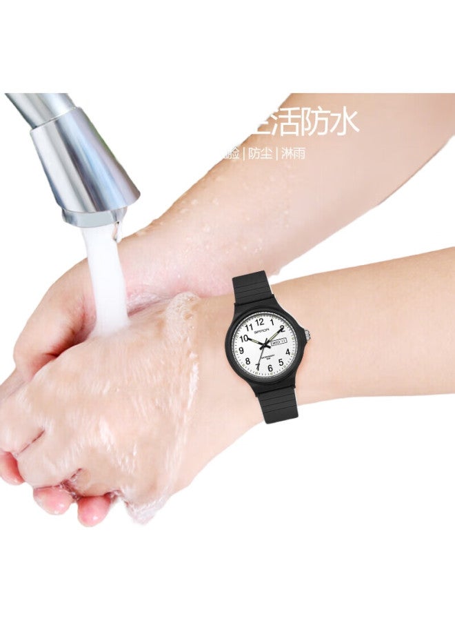 Sanda Exam Watch For Men, Women, Students, Teenagers, Children, Elementary, Middle And High School Students, Civil Servants, Quartz Watch 6060 Black And White - Image 1