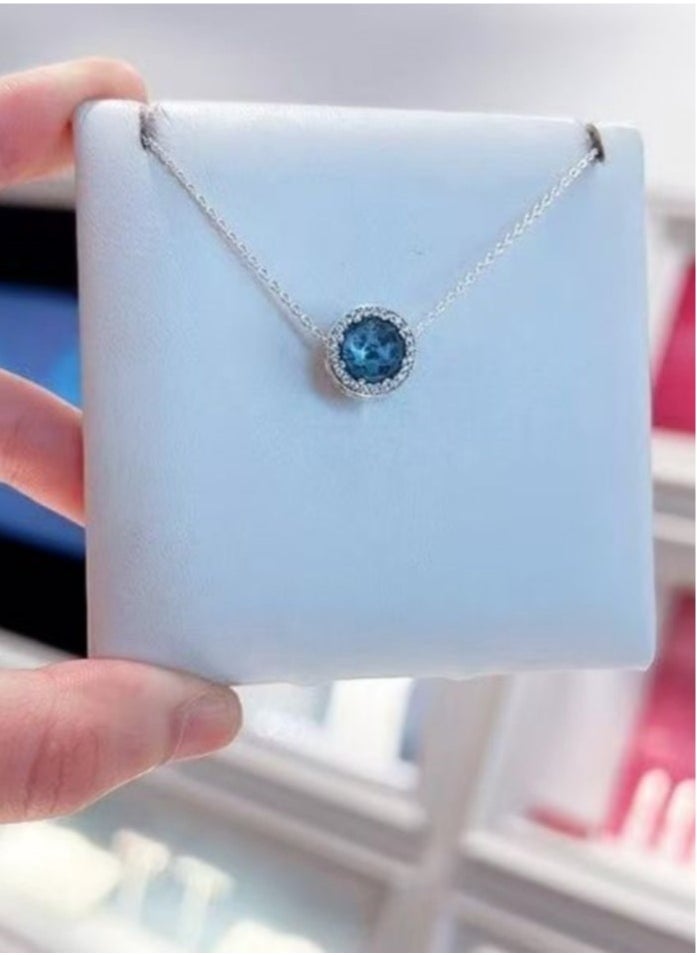 PANDORA - Pandora Cubic Zirconia Women's Classic Ocean Heart Round Pendant 925 Silver Necklace - Image 1
