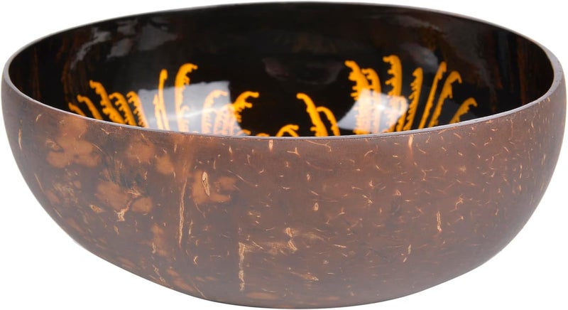 ChezMax Natural Coconut Bowl Mother of Pearl Inlaid Shell Key Bowls for Entryway Table Candy Container Nuts Holder Fruits & Dry Snack Storage Round Handcrafted Bowl for Decoration Gold - Image 2