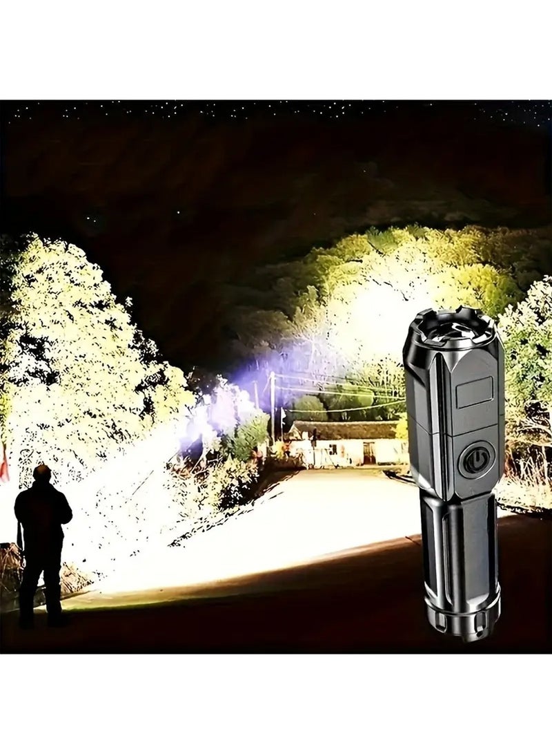 SHENYU 1Pcs Super Strong Light Waterproof Flashlights Multifunctional Outdoor Large Floodlight Safety Flashlight Concentrated Long-Range Shooting Security Flashlights Zoom Aurora Cannon for Home, Camping Tools Improvement - Image 4