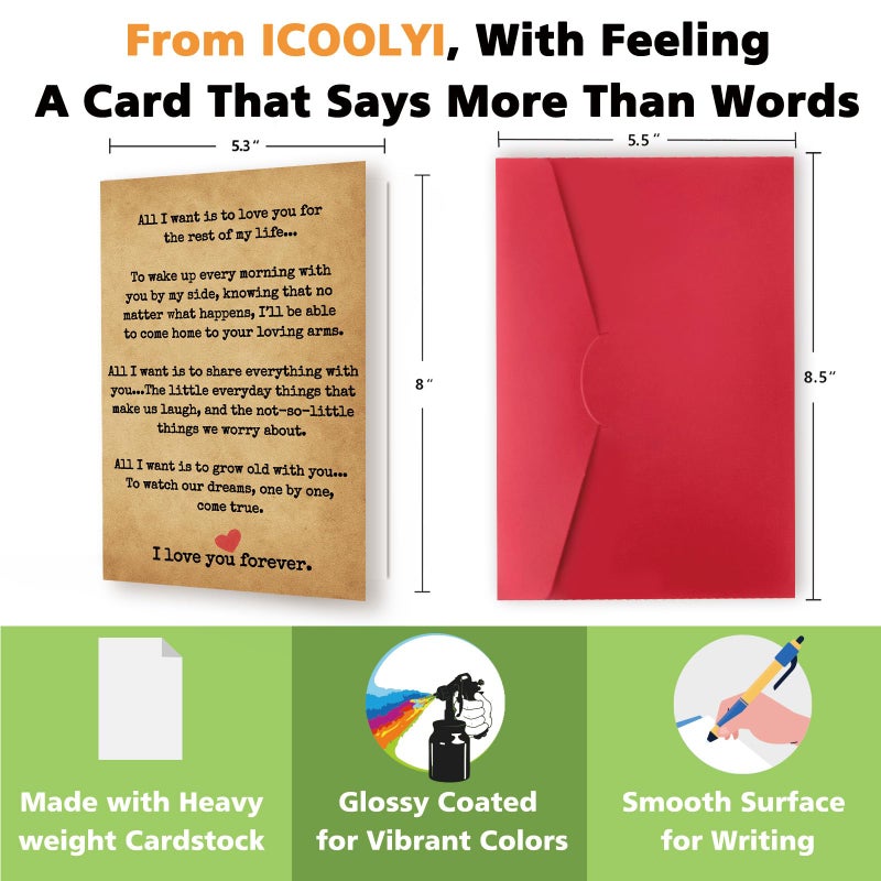 Icoolyi Romantic Anniversary Cards Gifts For Wife  Husband  Or Partner - Sentimental Love Card For Couples - I Love You Card For Him Or Her - Thoughtful Wedding Anniversary Card Gift - Image 2