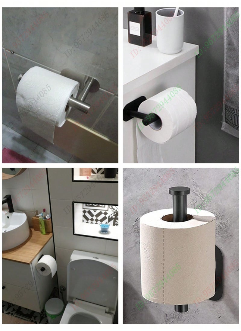 Generic - 1pc Stainless Steel Self-Adhesive Toilet Paper Holder – No-Drill Wall Mount, Heavy-Duty Bathroom Tissue Rack, Space-Saving Roll Paper Dispenser, Modern Bathroom & Kitchen Accessory, Durable & Waterproof, Easy Installation (Black, Silver, Gold) - Image 1