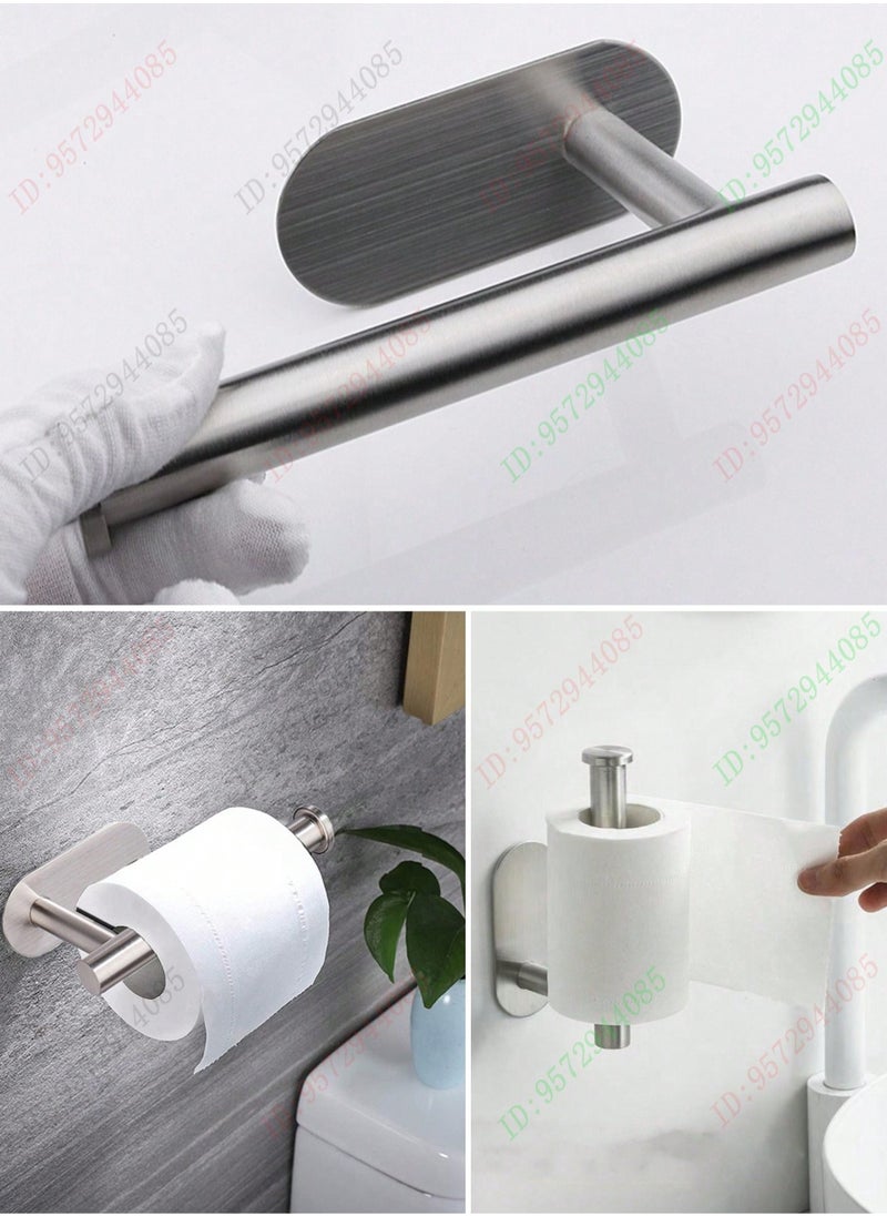 Generic - 1pc Stainless Steel Self-Adhesive Toilet Paper Holder – No-Drill Wall Mount, Heavy-Duty Bathroom Tissue Rack, Space-Saving Roll Paper Dispenser, Modern Bathroom & Kitchen Accessory, Durable & Waterproof, Easy Installation (Black, Silver, Gold) - Image 1
