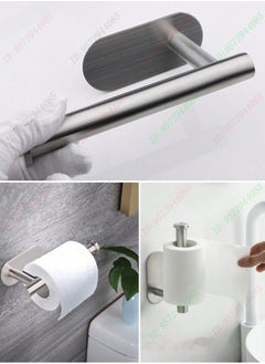 Generic 1pc Stainless Steel Self-Adhesive Toilet Paper Holder – No-Drill Wall Mount, Heavy-Duty Bathroom Tissue Rack, Space-Saving Roll Paper Dispenser, Modern Bathroom & Kitchen Accessory, Durable & Waterproof, Easy Installation (Black, Silver, Gold)  - Image 3