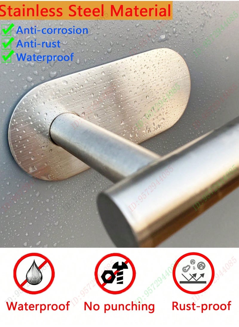 Generic - 1pc Stainless Steel Self-Adhesive Toilet Paper Holder – No-Drill Wall Mount, Heavy-Duty Bathroom Tissue Rack, Space-Saving Roll Paper Dispenser, Modern Bathroom & Kitchen Accessory, Durable & Waterproof, Easy Installation (Black, Silver, Gold) - Image 1