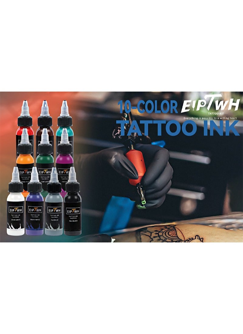 EIPTWH - 10 Colors Tattoo Inks Set，1 Oz 30ml Tattoo Pigment Set for Liner&Shader，Standard Tattoo Inks Color Set for Makeup Body Art - Image 1