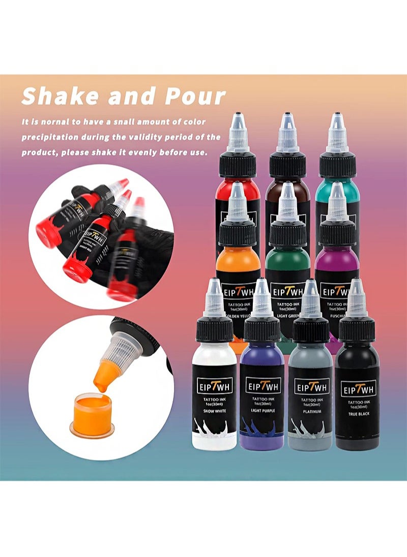 EIPTWH - 10 Colors Tattoo Inks Set，1 Oz 30ml Tattoo Pigment Set for Liner&Shader，Standard Tattoo Inks Color Set for Makeup Body Art - Image 1
