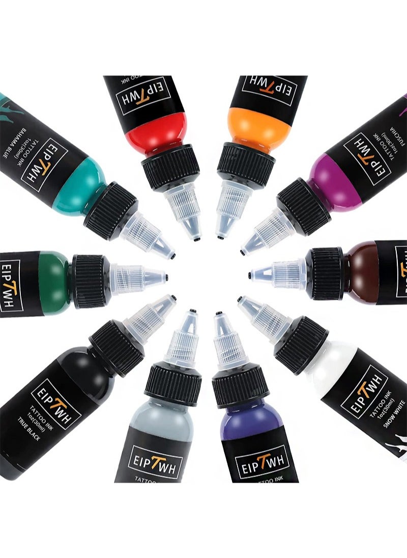 EIPTWH - 10 Colors Tattoo Inks Set，1 Oz 30ml Tattoo Pigment Set for Liner&Shader，Standard Tattoo Inks Color Set for Makeup Body Art - Image 1