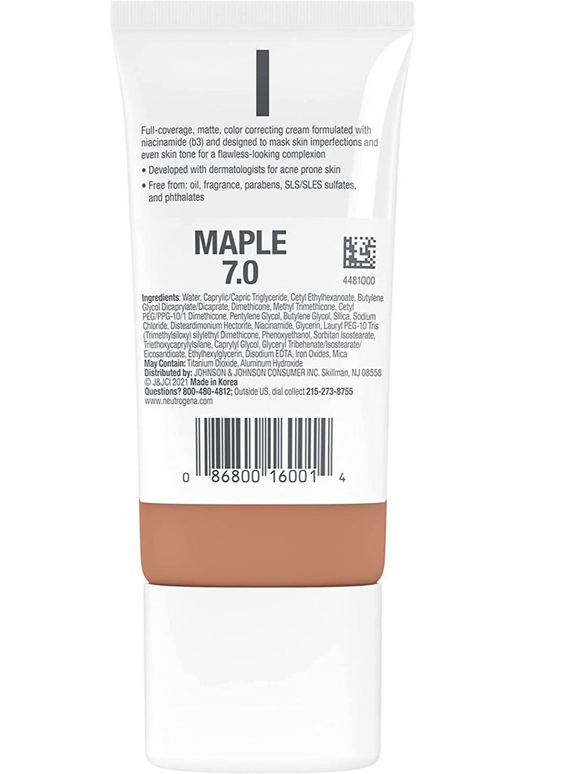 Neutrogena Neutrogena Clear Coverage Flawless Matte CC Cream, Maple, 1 oz - Image 2