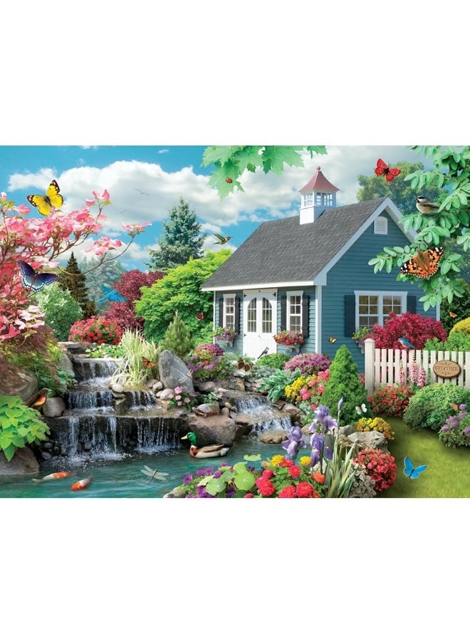 Bits and Pieces - Bits and Pieces  1000 Piece Jigsaw Puzzle for Adults  Dream Landscape  Puzzle Measures 20 x 27 1000 pc Spring Scene Flower Garden Stream Nature Cottage Birds Butterfly Jigsaw by Artist Alan Giana - Image 1