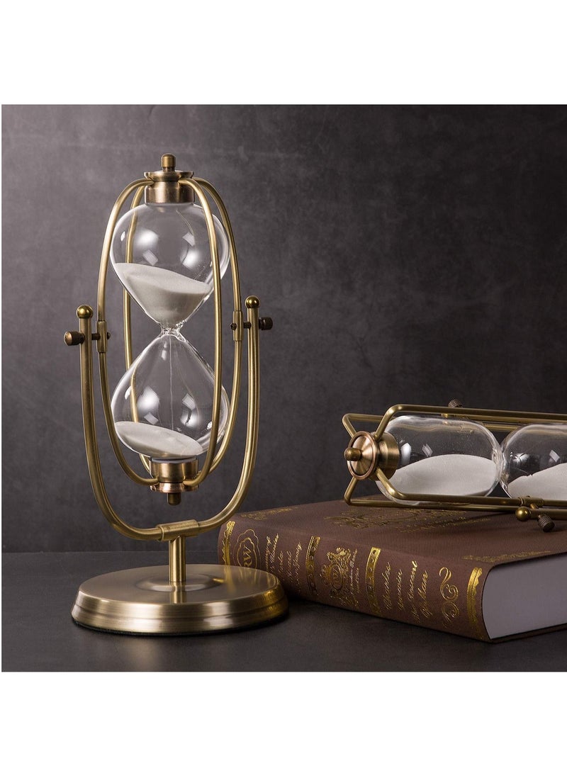 Rotating Hourglass 30 Minutes Brass Tone Hour Glass Sand Timer for Vintage Home Décor Wedding Gift - Image 4