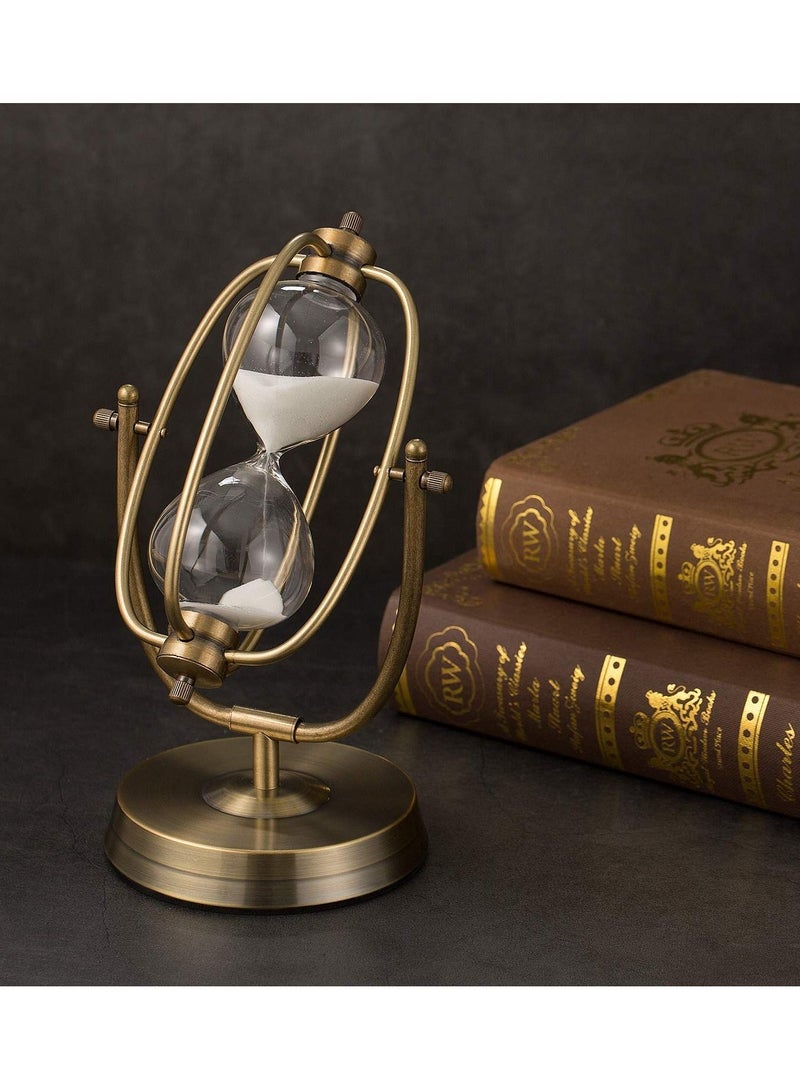 Rotating Hourglass 30 Minutes Brass Tone Hour Glass Sand Timer for Vintage Home Décor Wedding Gift - Image 3