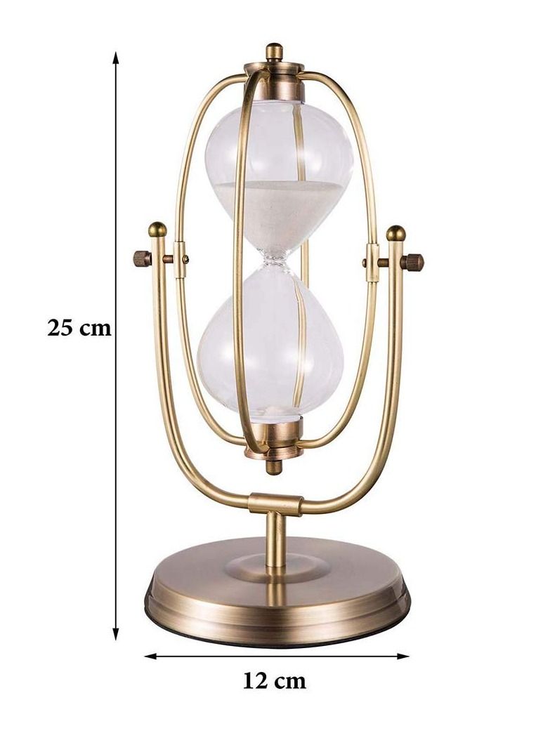 Rotating Hourglass 30 Minutes Brass Tone Hour Glass Sand Timer for Vintage Home Décor Wedding Gift - Image 2