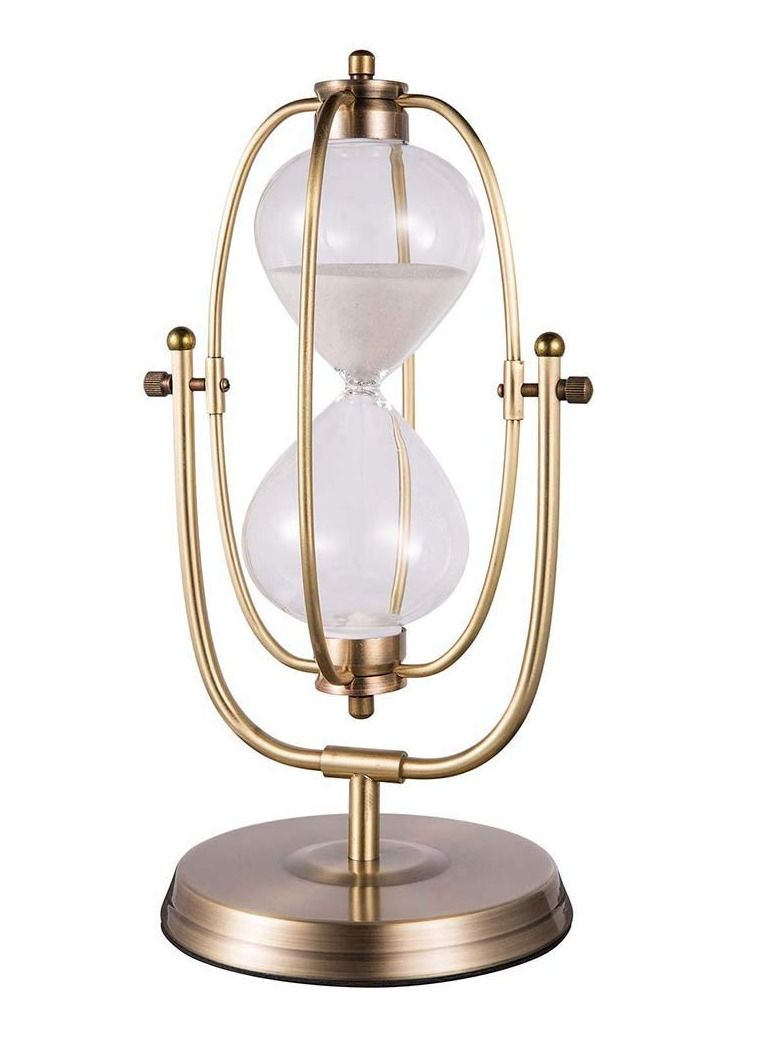 Rotating Hourglass 30 Minutes Brass Tone Hour Glass Sand Timer for Vintage Home Décor Wedding Gift - Image 1