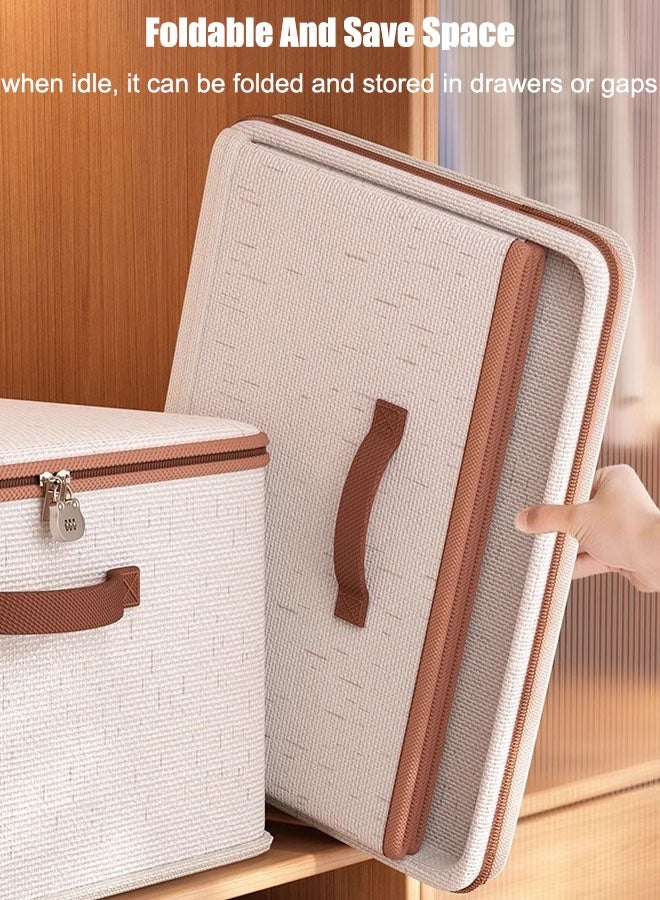 1/2/3PCS Large Storage Bag  Double Storage Bag Clothes Storage Box  Storage Bags Clothing Storage Cupboards For Clothes Closet Organizers  Storage Containers Zipper Bag Handle Zipper Design For Clothing Blanket Comforters Bed Sheets Pillows And Toys 49*37*31cm Beige - Image 3