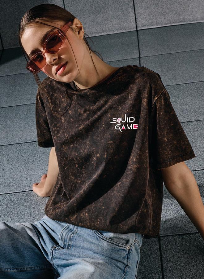 SP Characters Squid Game Print T-shirt with Crew Neck - Image 1