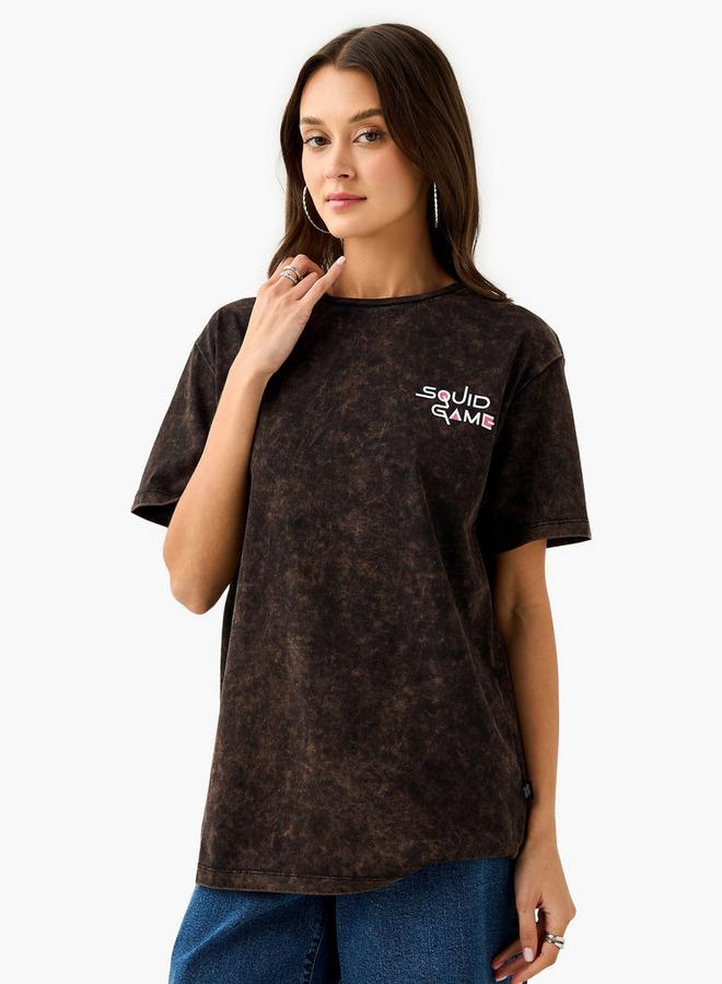 SP Characters Squid Game Print T-shirt with Crew Neck - Image 2