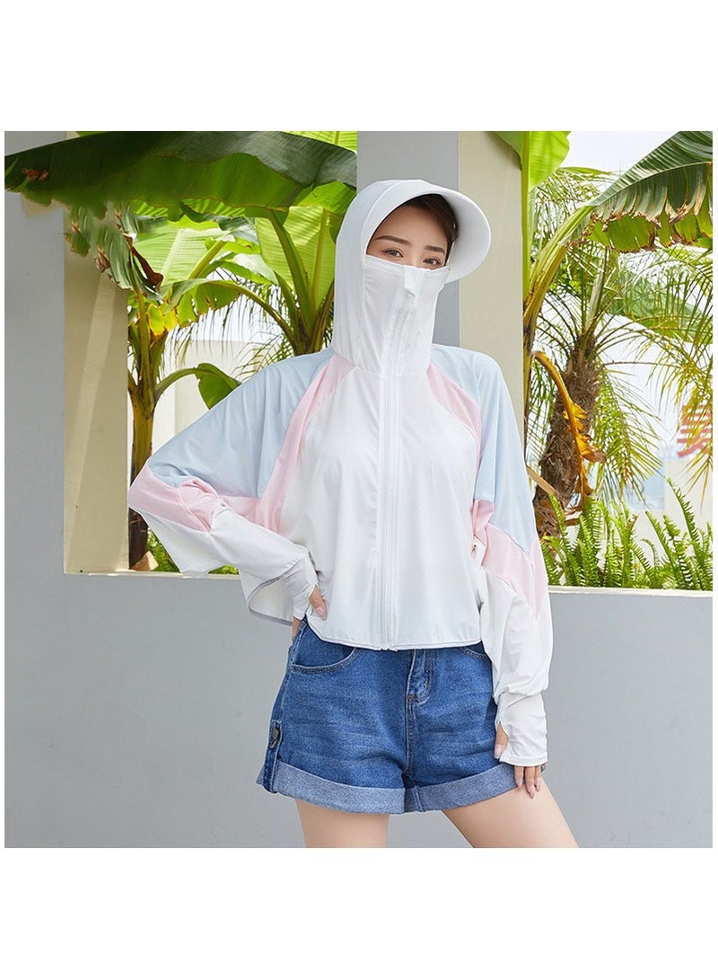 NIBEMINENT Cooling UV Protection Clothing Sun Protection Hoodie Jacket Full Zip Sun Long Sleeve Breathable Cycling Shirt Lightweight Hoodie Zipper Outdoor Jacket for Women One Size - Image 4