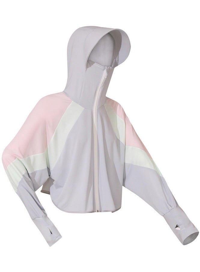 NIBEMINENT Cooling UV Protection Clothing Sun Protection Hoodie Jacket Full Zip Sun Long Sleeve Breathable Cycling Shirt Lightweight Hoodie Zipper Outdoor Jacket for Women One Size - Image 2