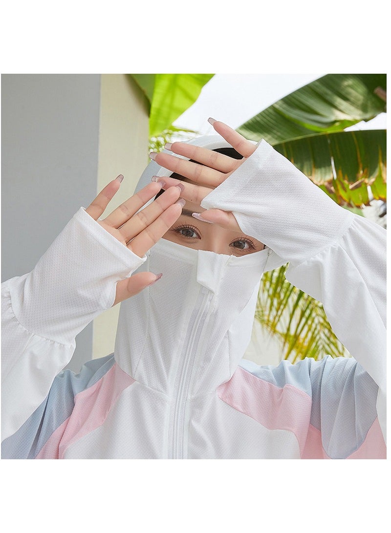 NIBEMINENT Cooling UV Protection Clothing Sun Protection Hoodie Jacket Full Zip Sun Long Sleeve Breathable Cycling Shirt Lightweight Hoodie Zipper Outdoor Jacket for Women One Size - Image 5