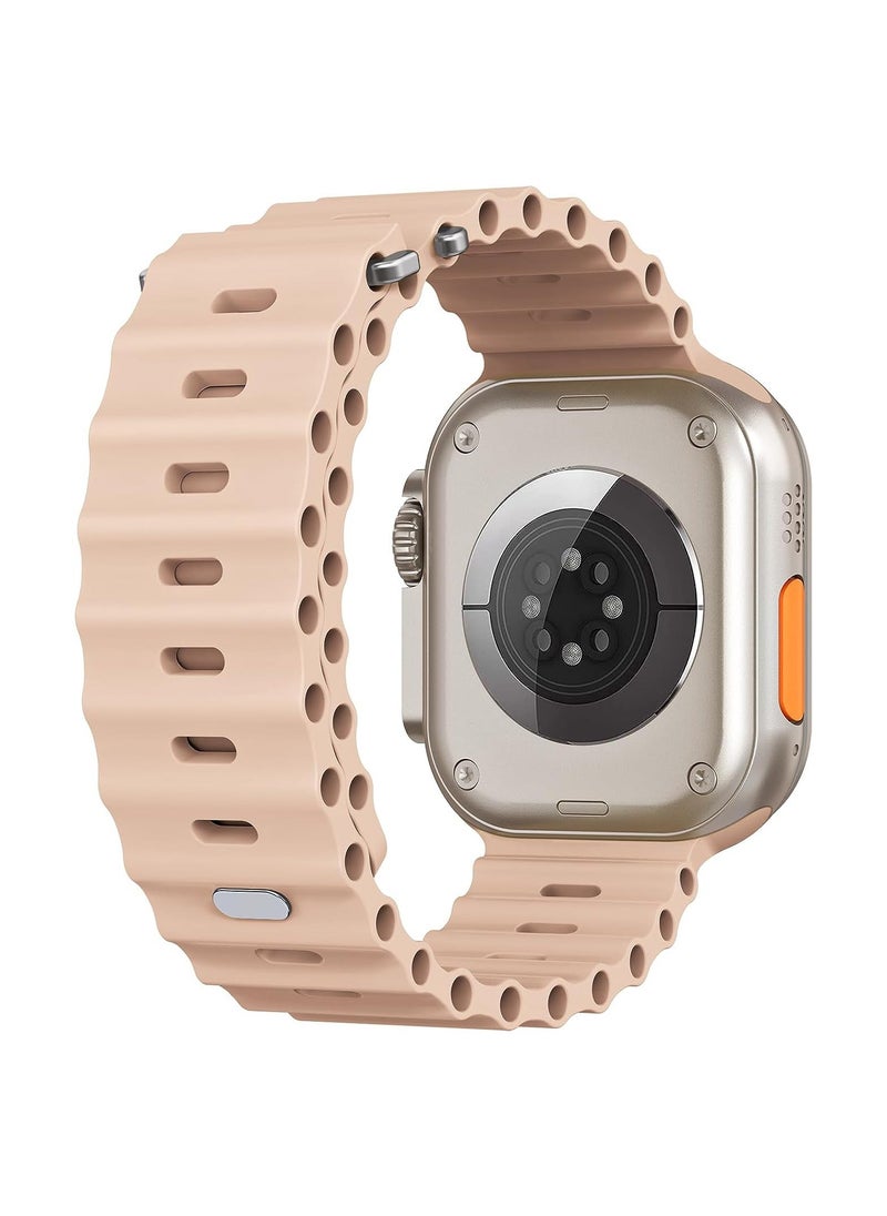 Color Fans - Soft Silicone Ocean Sports Strap Compatible Apple Watch 41mm 40mm 38mm for Men Women, Adjustible Watch Band for Apple Watch SE/Series 9/8/7/6/5/4/3/2/1 - Milk Tea - Image 1