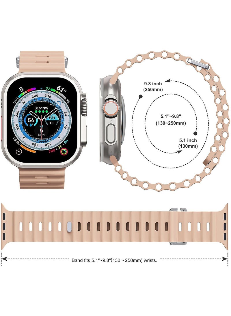 Color Fans - Soft Silicone Ocean Sports Strap Compatible Apple Watch 41mm 40mm 38mm for Men Women, Adjustible Watch Band for Apple Watch SE/Series 9/8/7/6/5/4/3/2/1 - Milk Tea - Image 1