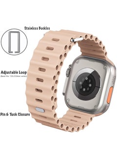 Color Fans Soft Silicone Ocean Sports Strap Compatible Apple Watch 41mm 40mm 38mm for Men Women, Adjustible Watch Band for Apple Watch SE/Series 9/8/7/6/5/4/3/2/1 - Milk Tea  - Image 4