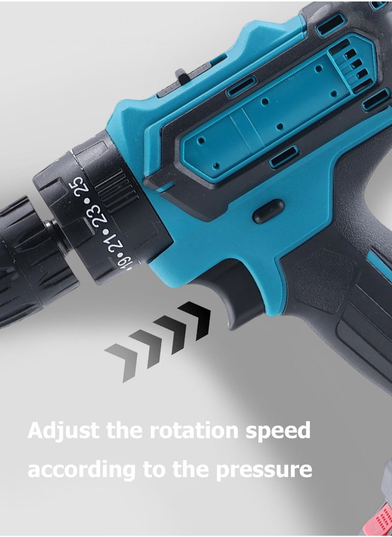 Mi VAZA - Cordless Electric Drill Kit - 21V Impact Drill with Screwdriver Bits and Brad Point Drill Bits - Rechargeable Screw Driver with 2 Batteries - Home Tool Kit - Image 1