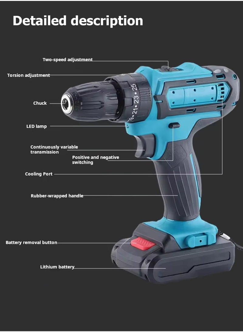 Mi VAZA - Cordless Electric Drill Kit - 21V Impact Drill with Screwdriver Bits and Brad Point Drill Bits - Rechargeable Screw Driver with 2 Batteries - Home Tool Kit - Image 1