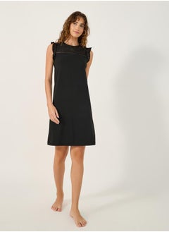 Styli SHIFFLI YOKE FLAT POMPOM TRIM DETAIL NIGHTDRESS-KNEE  - Image 2