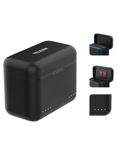 TELESIN Dual Slot PD3.0 Fast Charger for Insta360 X4 | Portable Battery Charger Storage Box with MicroSD Card Slots and Type-C Cable