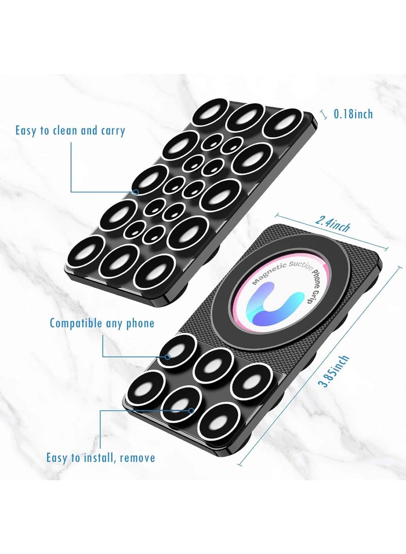 Magnetic Suction Cup Phone Mount, Waterproof  Hands-Free Shower Phone Mount, Strong Grip Silicone Stand Ideal for Selfies  Video Creators, Universal Compatibility (Black) - Image 5