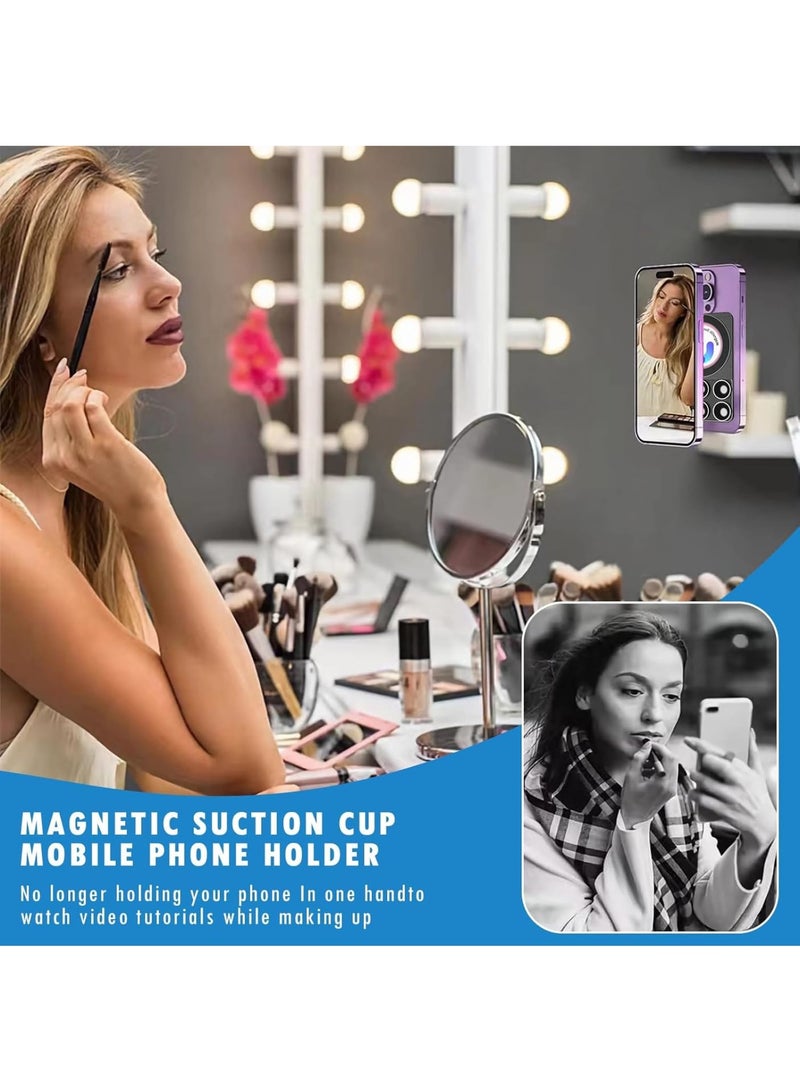 Magnetic Suction Cup Phone Mount, Waterproof  Hands-Free Shower Phone Mount, Strong Grip Silicone Stand Ideal for Selfies  Video Creators, Universal Compatibility (Black) - Image 3