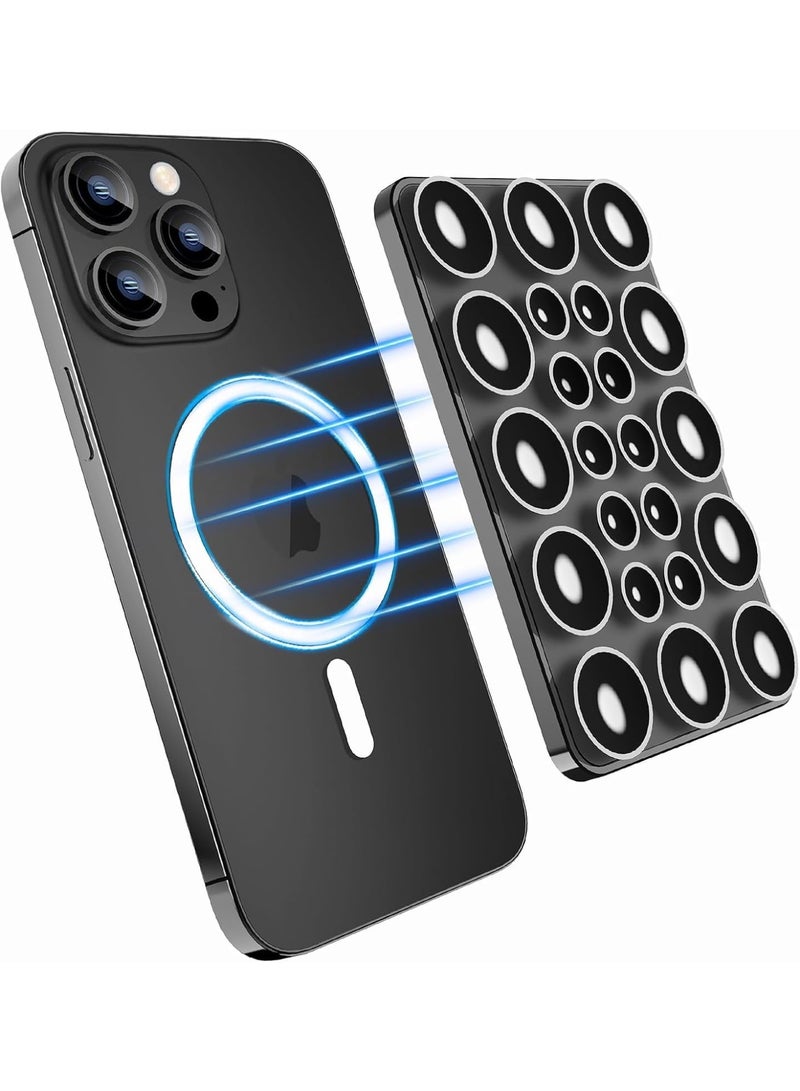 Magnetic Suction Cup Phone Mount, Waterproof  Hands-Free Shower Phone Mount, Strong Grip Silicone Stand Ideal for Selfies  Video Creators, Universal Compatibility (Black) - Image 1