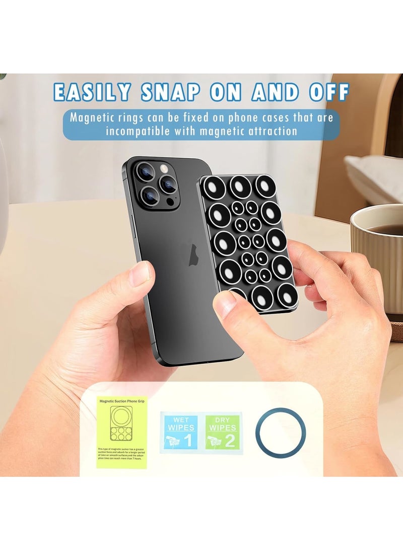 Magnetic Suction Cup Phone Mount, Waterproof  Hands-Free Shower Phone Mount, Strong Grip Silicone Stand Ideal for Selfies  Video Creators, Universal Compatibility (Black) - Image 2